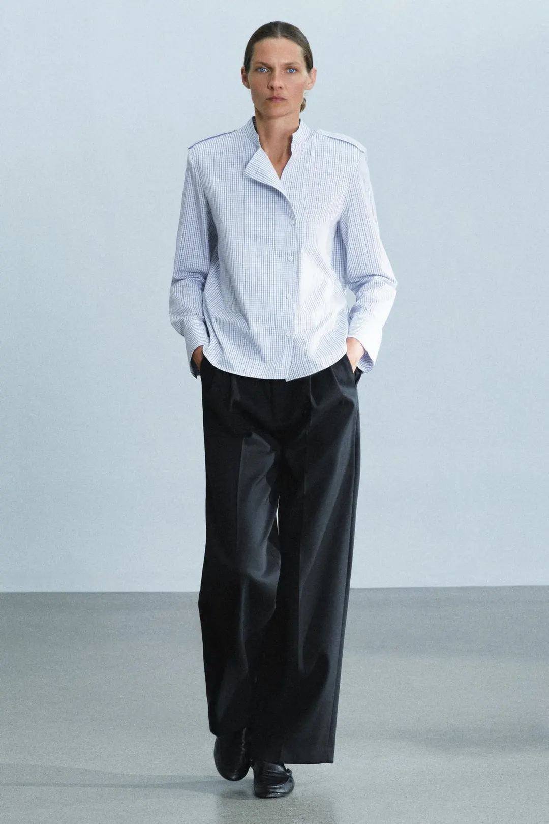 Рубашка в клетку с подплечниками ZW Collection, Zara