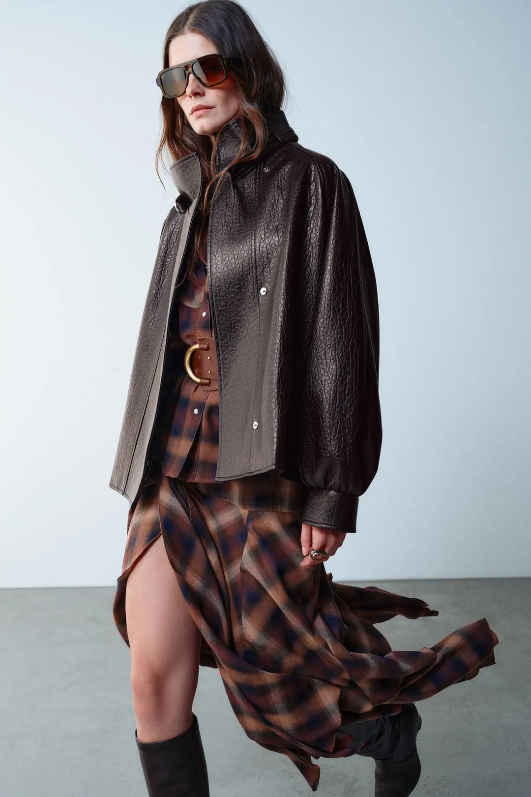 Юбка миди в клетку с разрезами, Zara