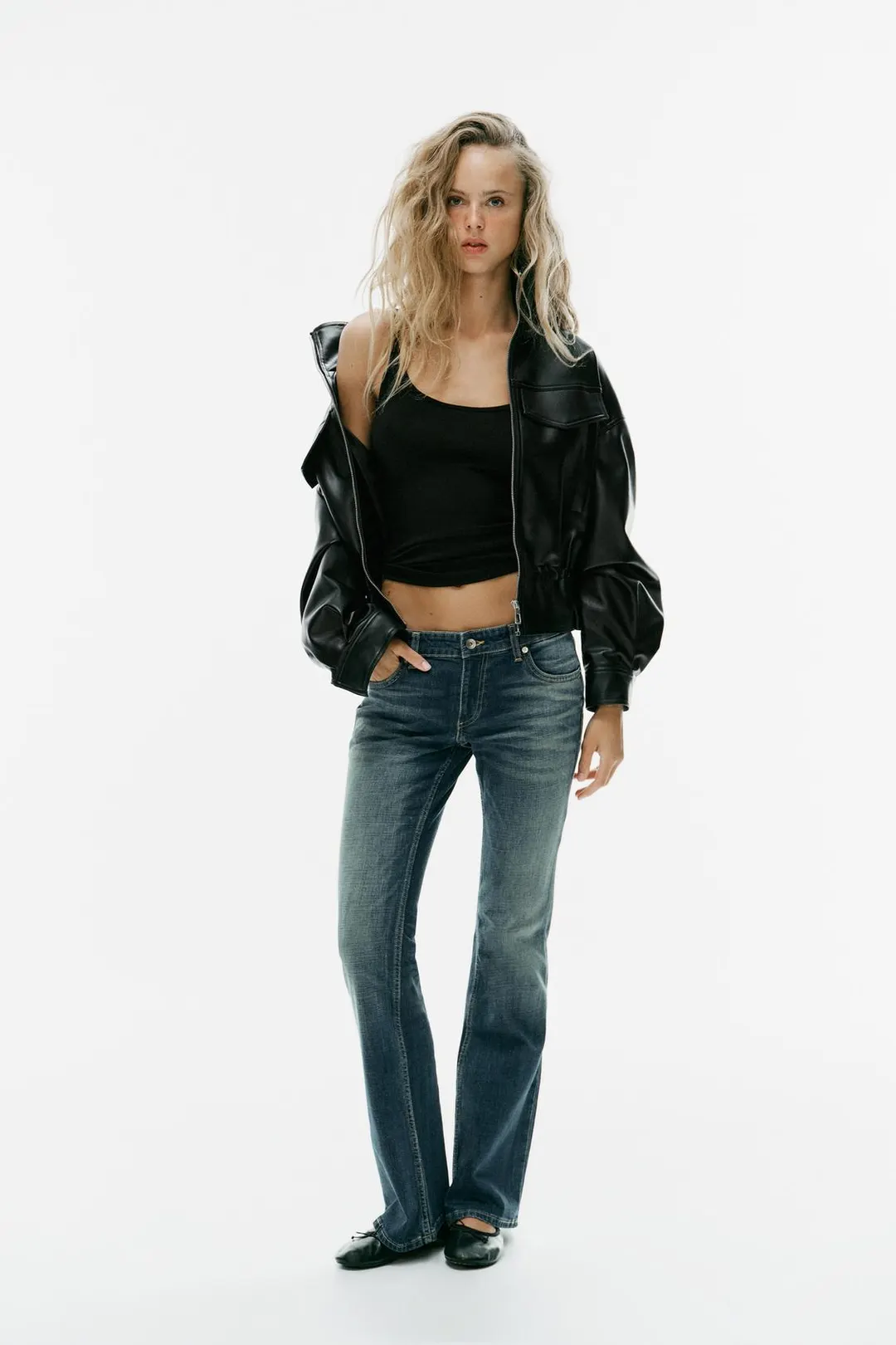 Куртка под кожу с регулируемой талией, Zara
