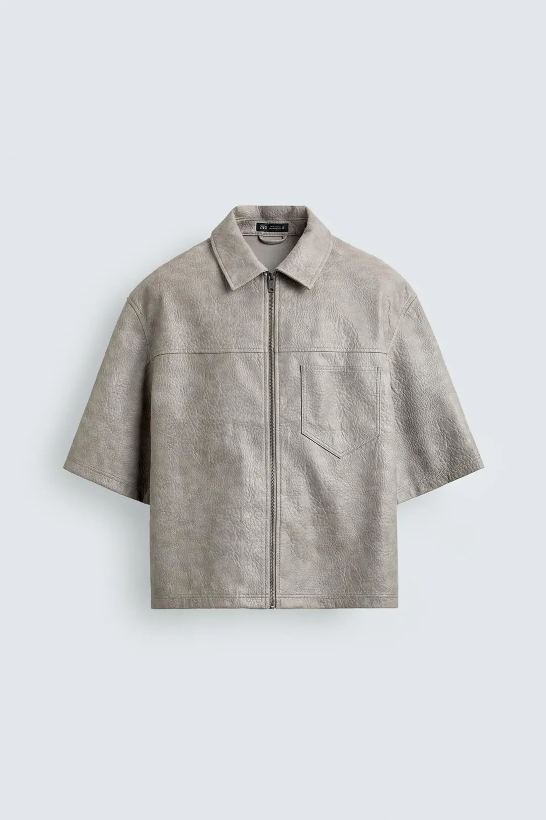 Рубашка-куртка свободного кроя из искусственной кожи, Zara