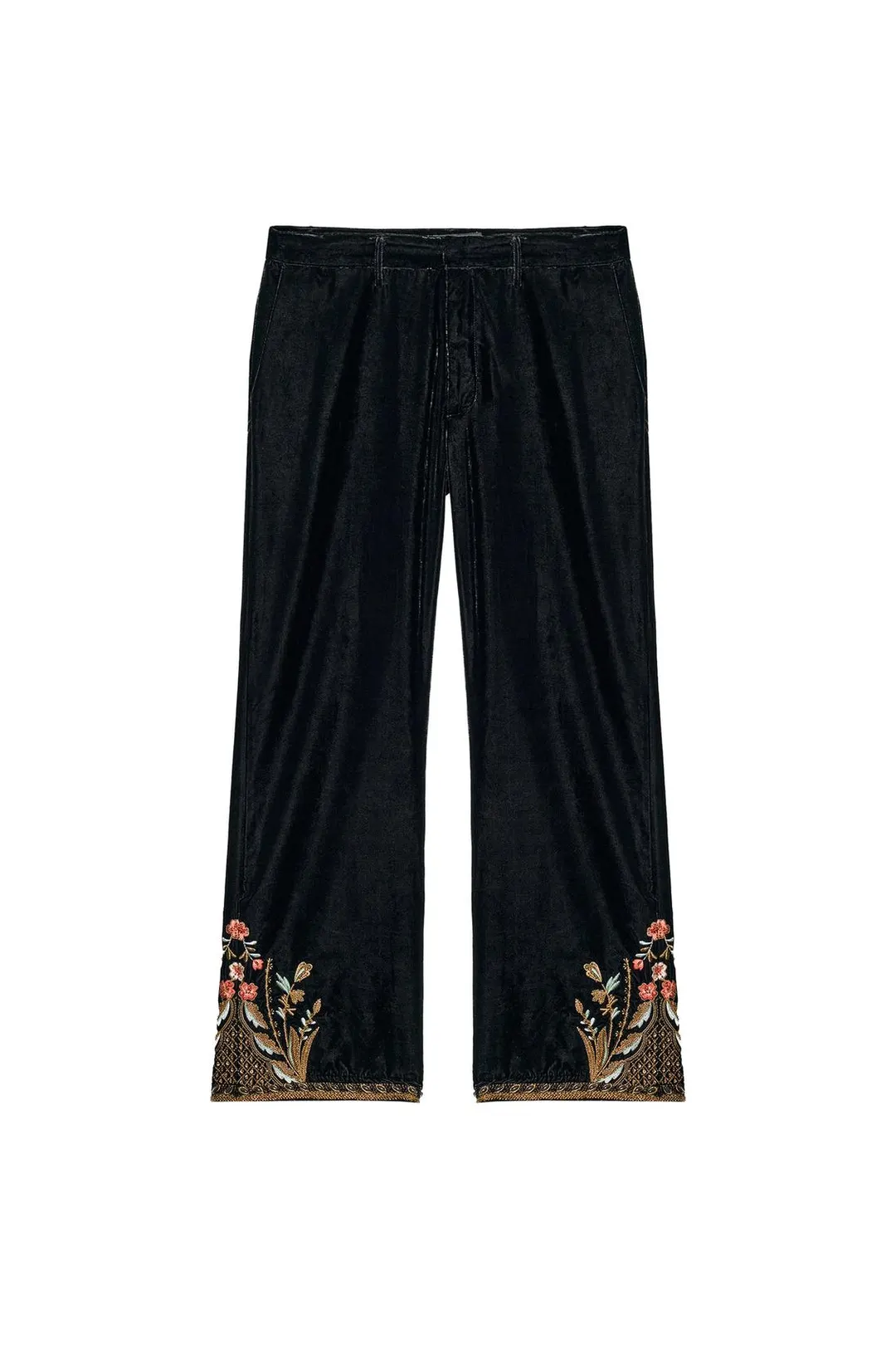 Брюки из бархата с вышивкой ZW Collection, Zara