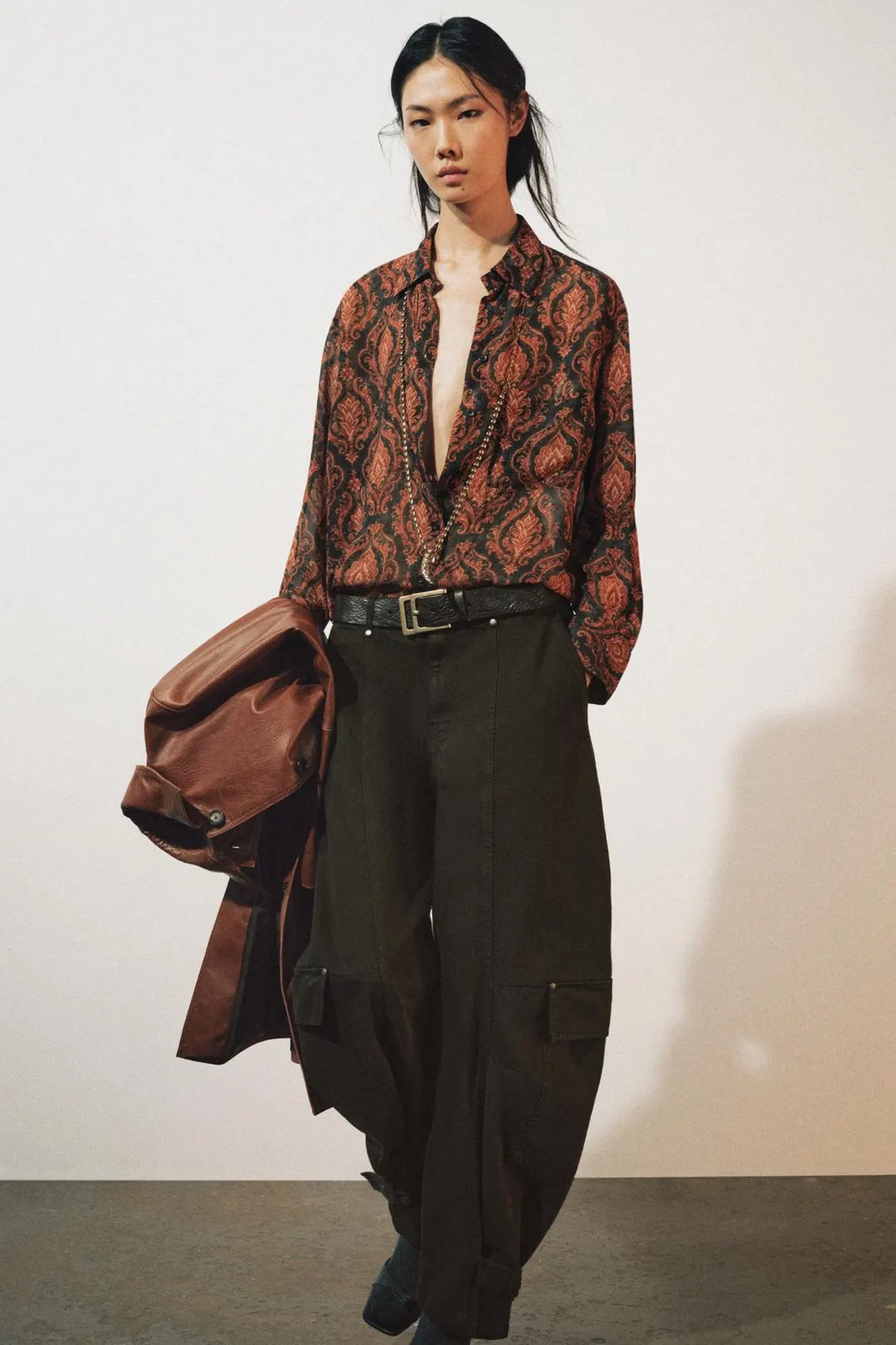Струящаяся рубашка с принтом ZW Collection, Zara