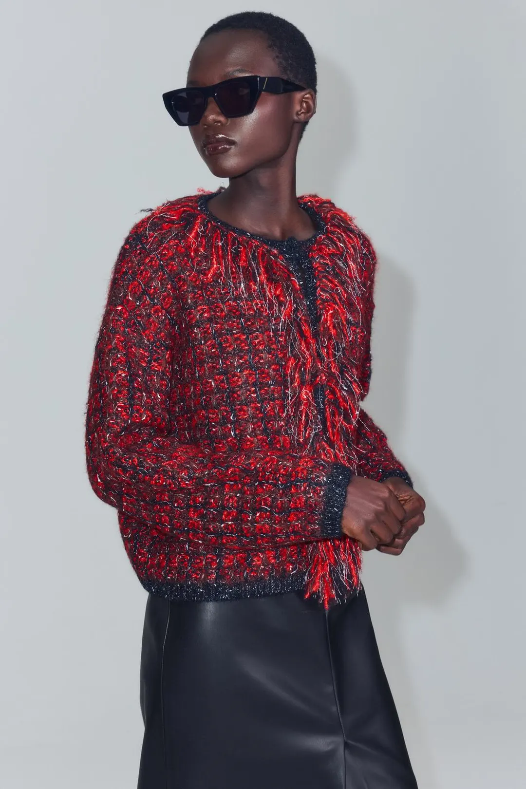 Структурный кардиган с бахромой, Zara