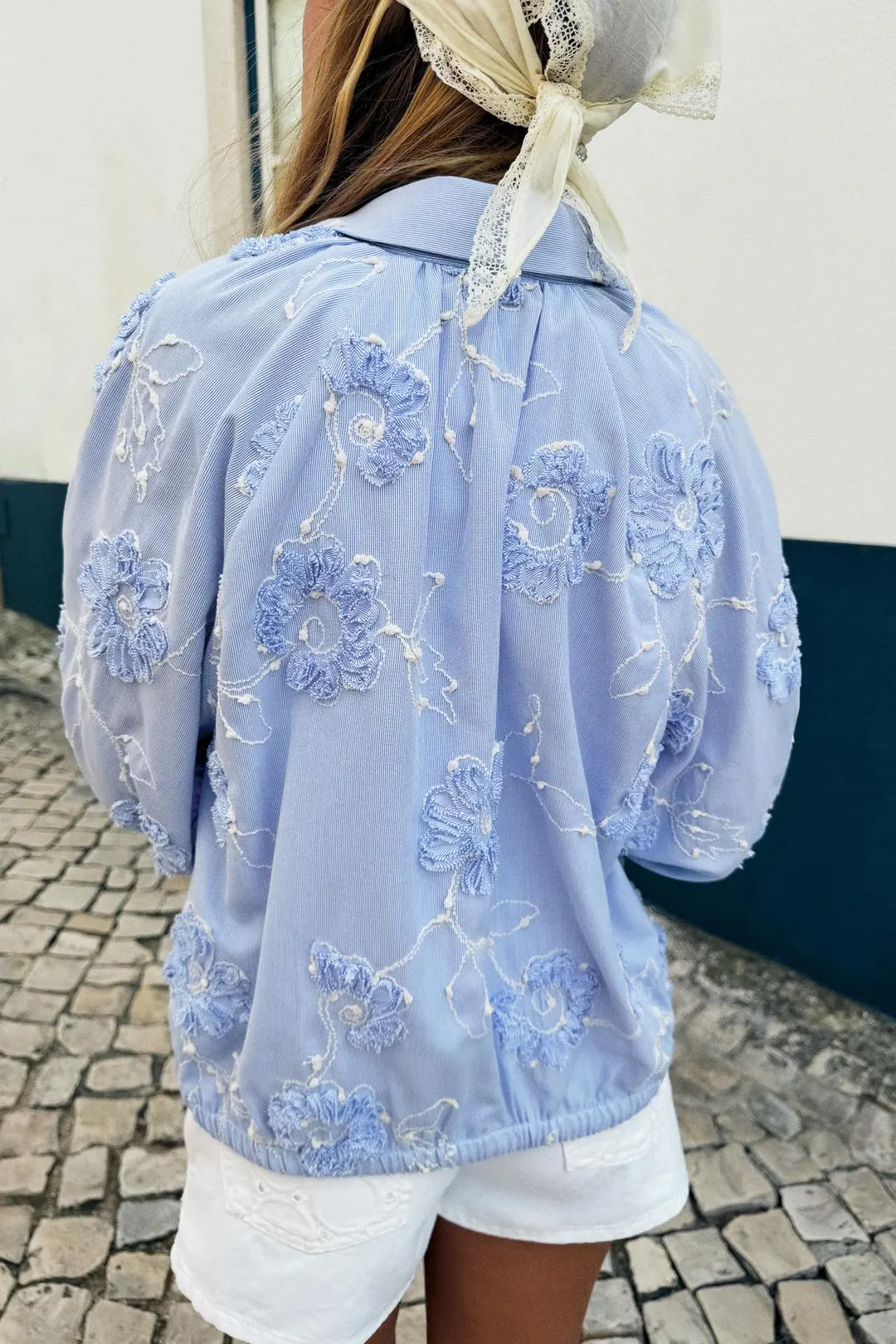 Фактурная рубашка с цветочной вышивкой, Zara