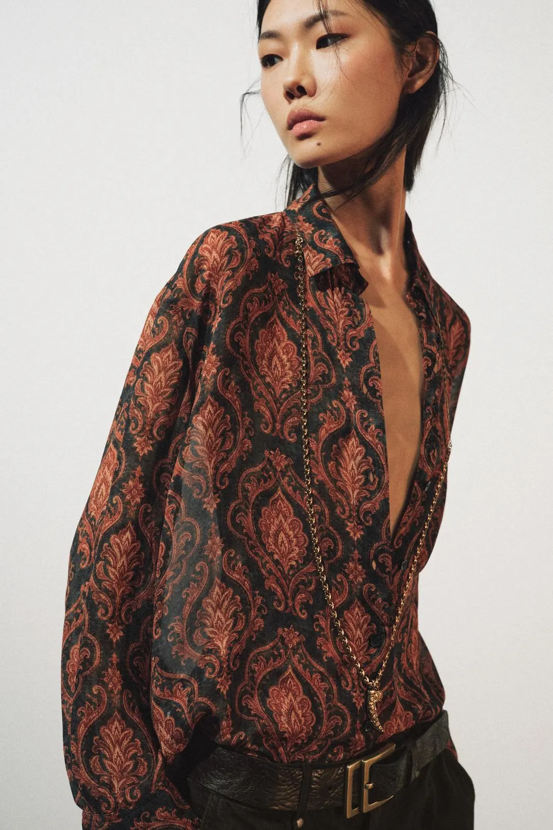 Струящаяся рубашка с принтом ZW Collection, Zara