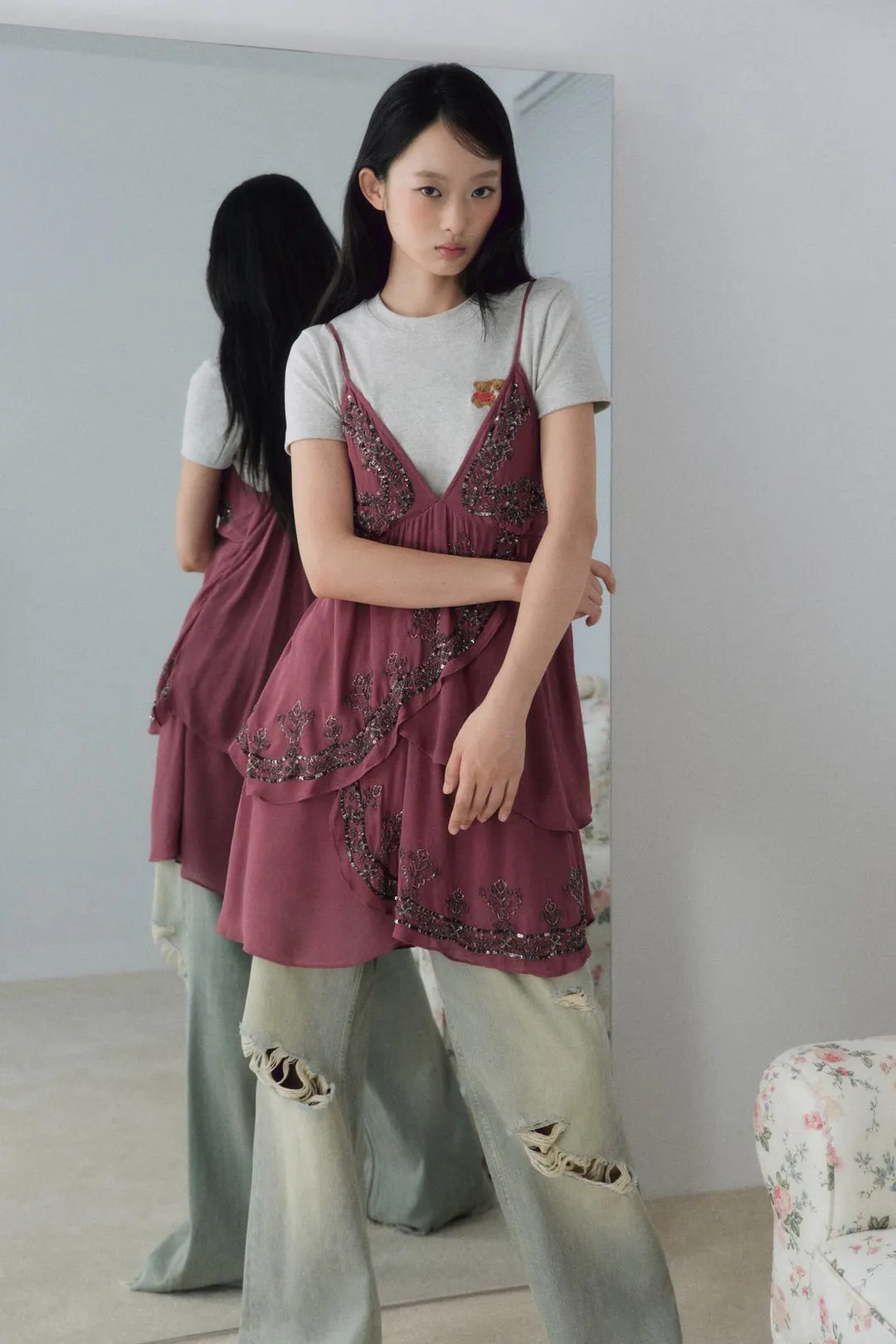 Короткое платье с пайетками, Zara