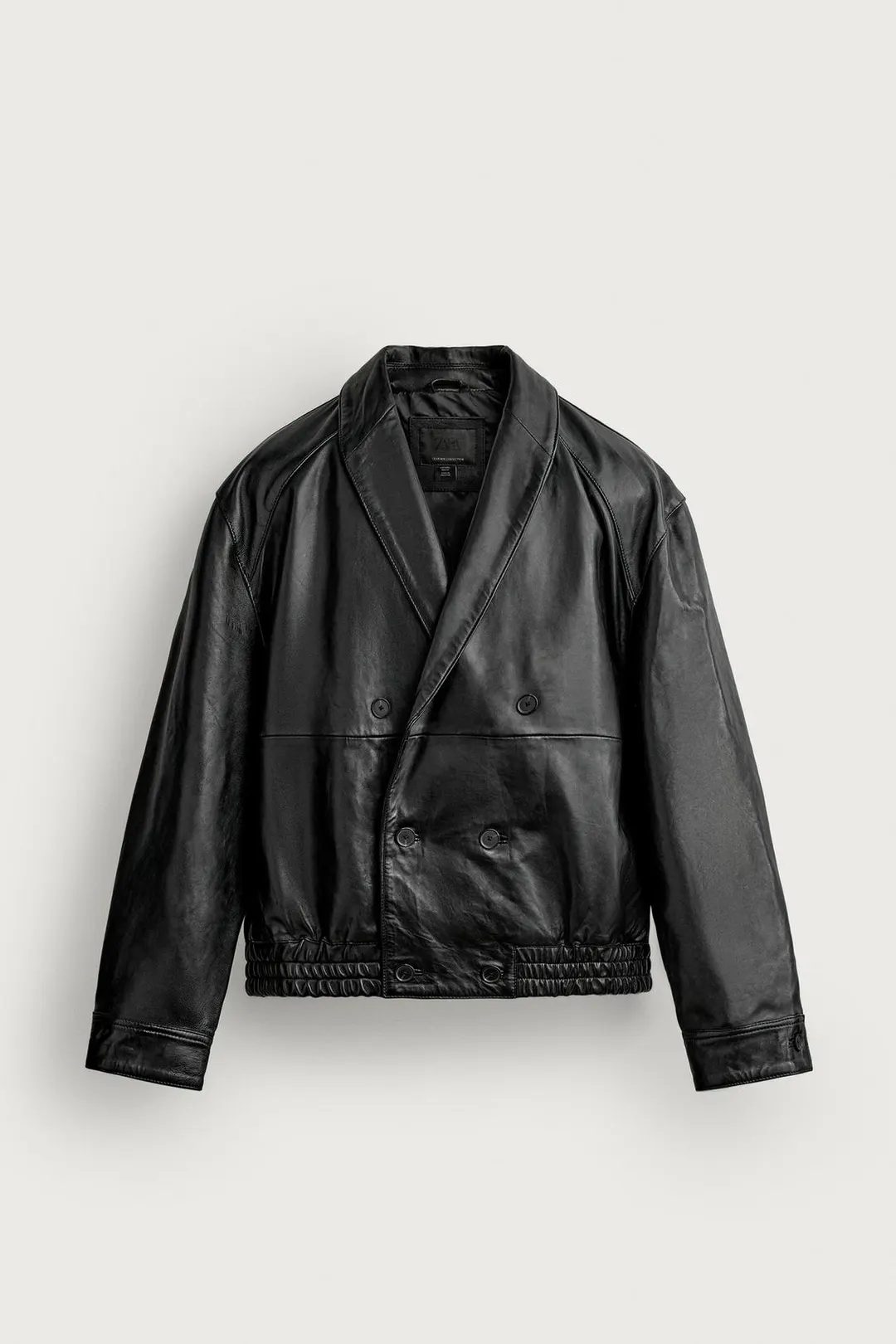Пиджак укороченный приталенный из кожи, Zara