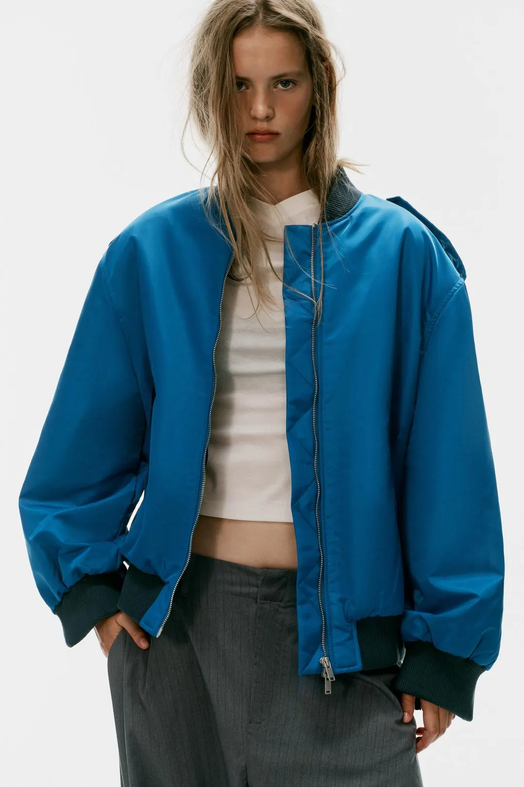 Куртка-бомбер оверсайз с хлястиками, Zara
