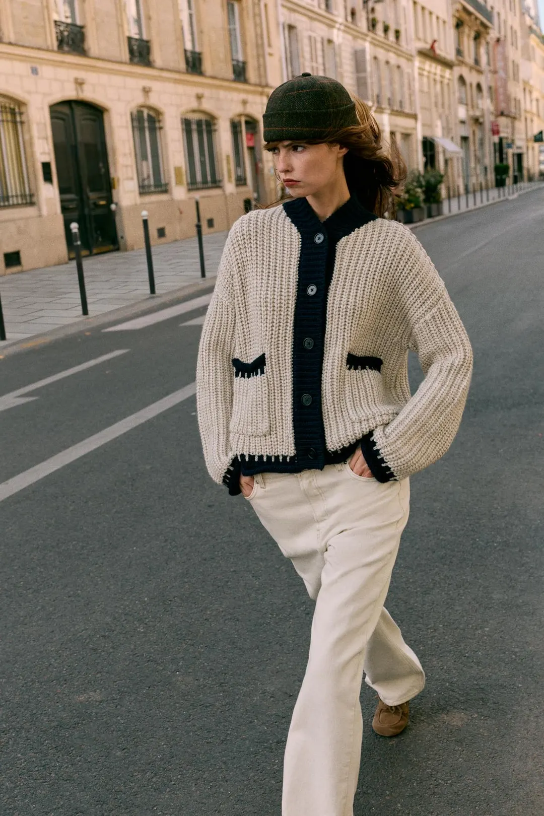 Кардиган с контрастной отделкой, Zara