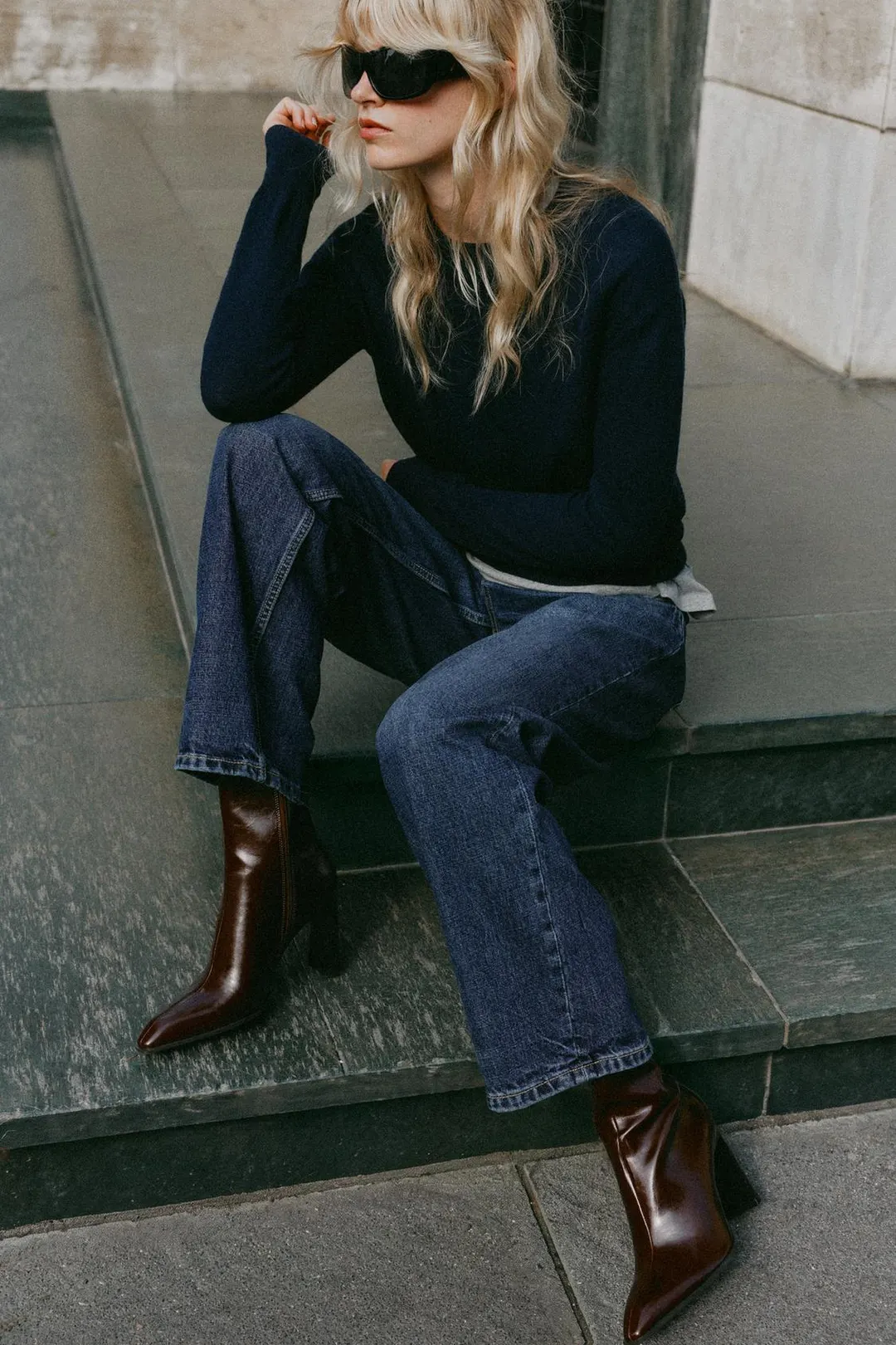 Ботильоны на каблуке с лаковым эффектом, Zara