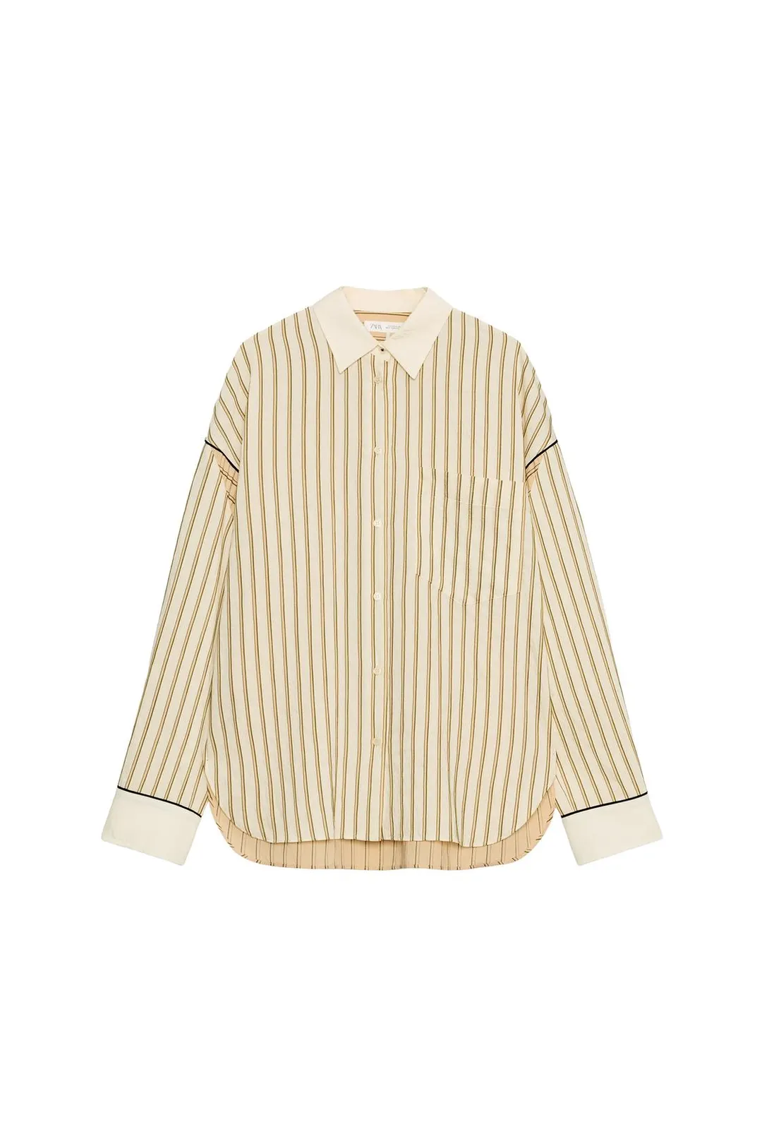 Рубашка в полоску с кантом ZW Collection, Zara