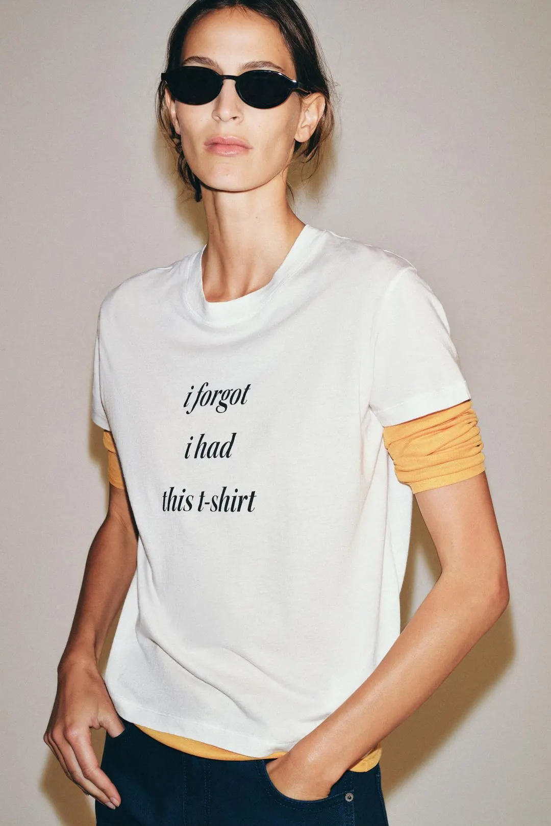 Футболка из струящейся ткани с надписью, Zara