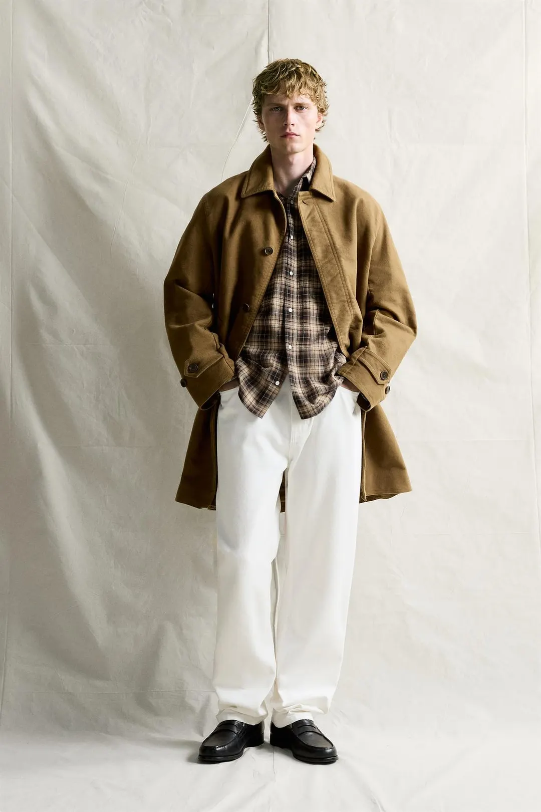 Пальто стандартного кроя из ворсистого хлопка, Zara