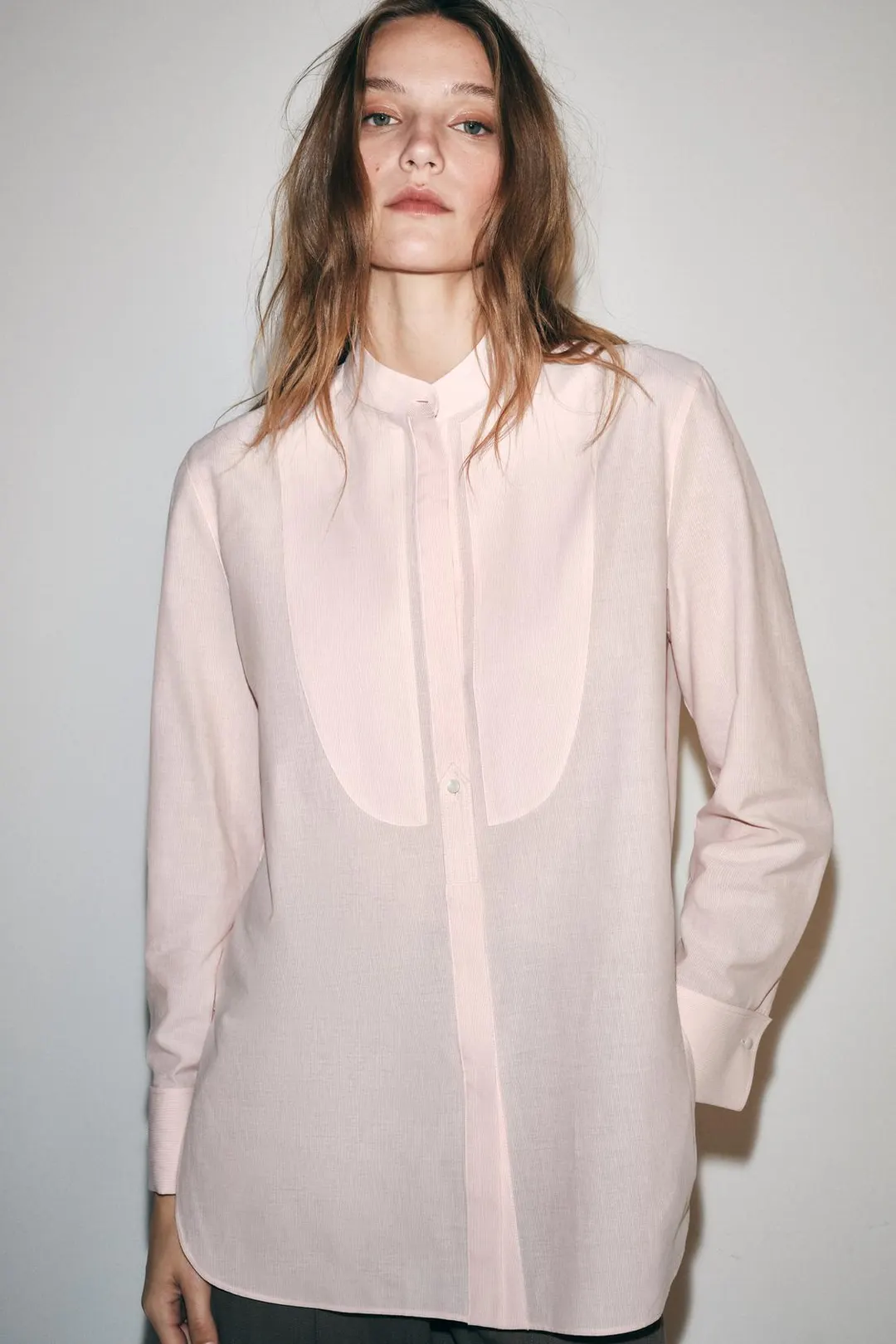 Полосатая рубашка с манишкой ZW Collection, Zara