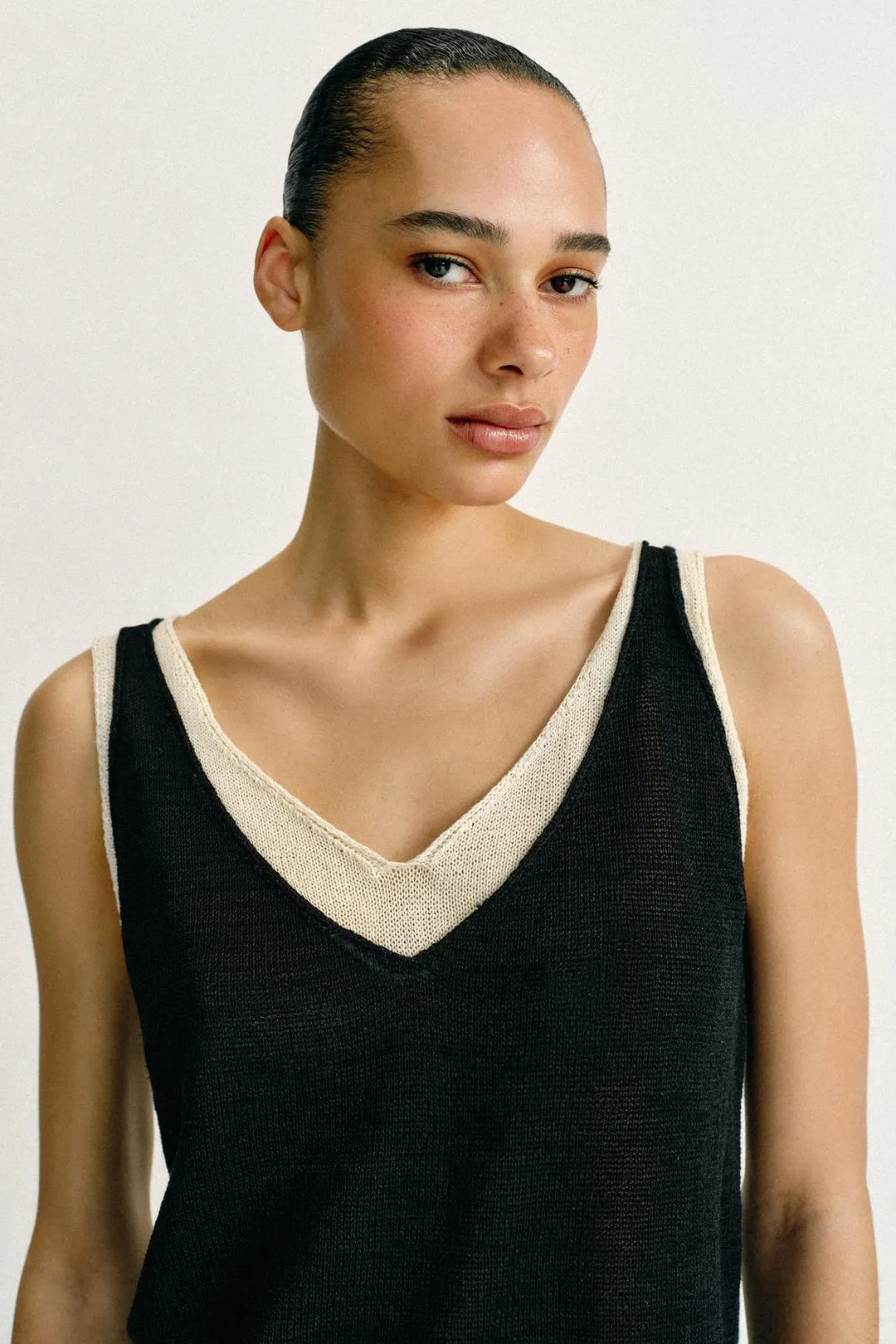Комбинированный вязаный топ, Zara