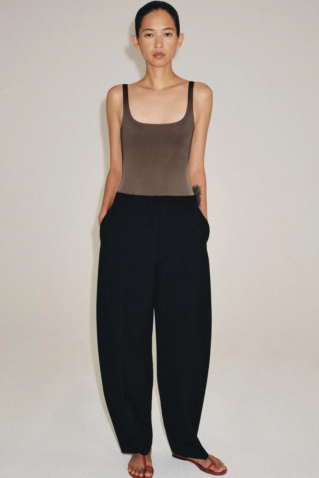 Топ на бретелях из полиамида, Zara