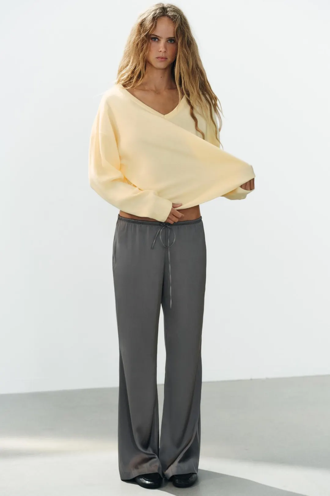 Брюки атласные с кулиской, Zara