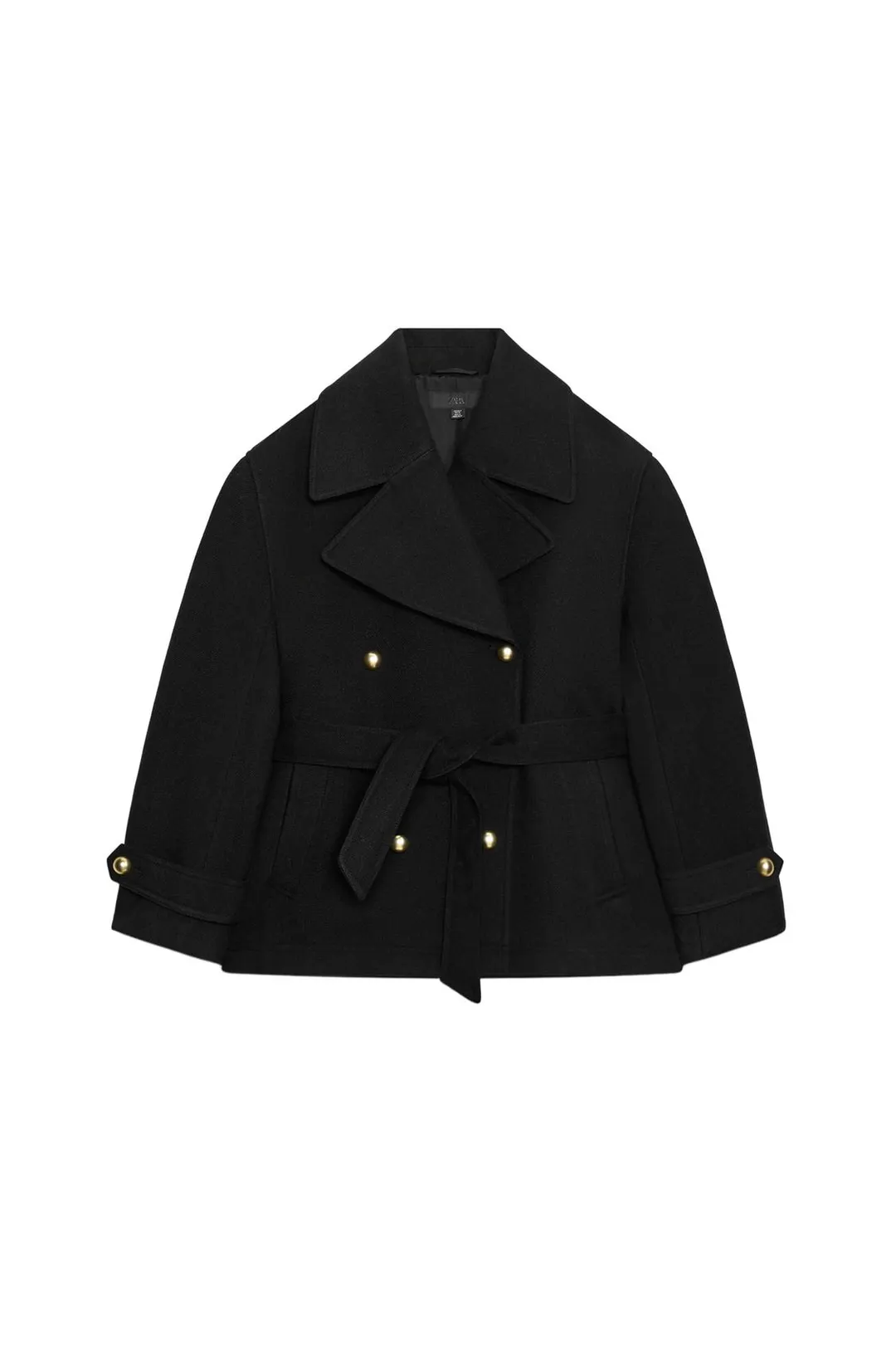 Двубортное пальто с поясом, Zara