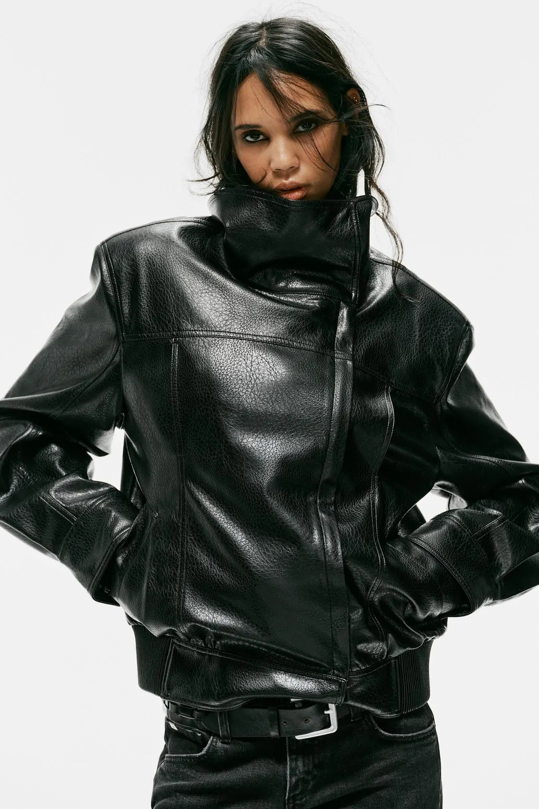 Куртка под кожу с подплечниками, Zara