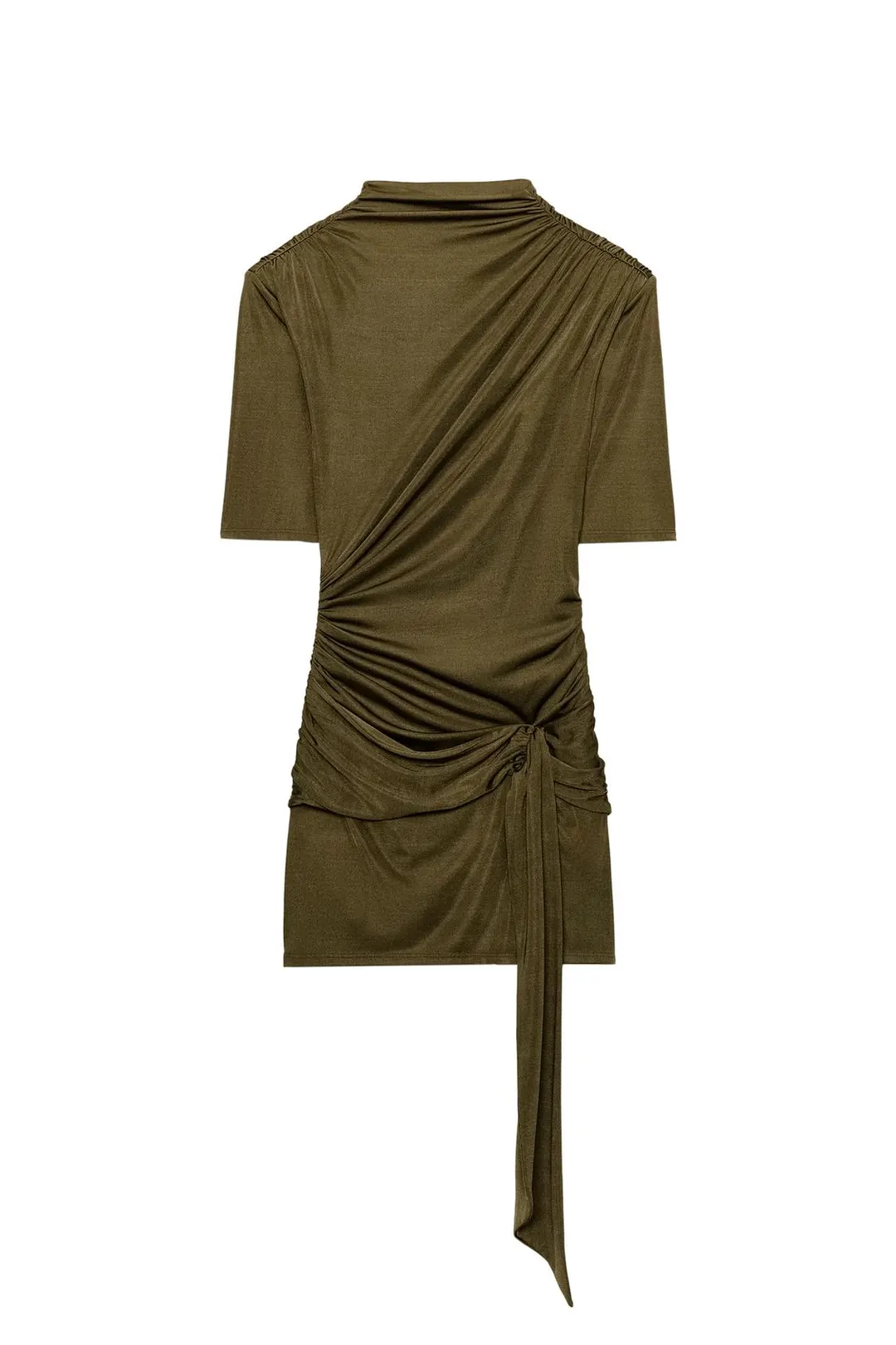Платье мини со сборками и поясом-кушаком, Zara