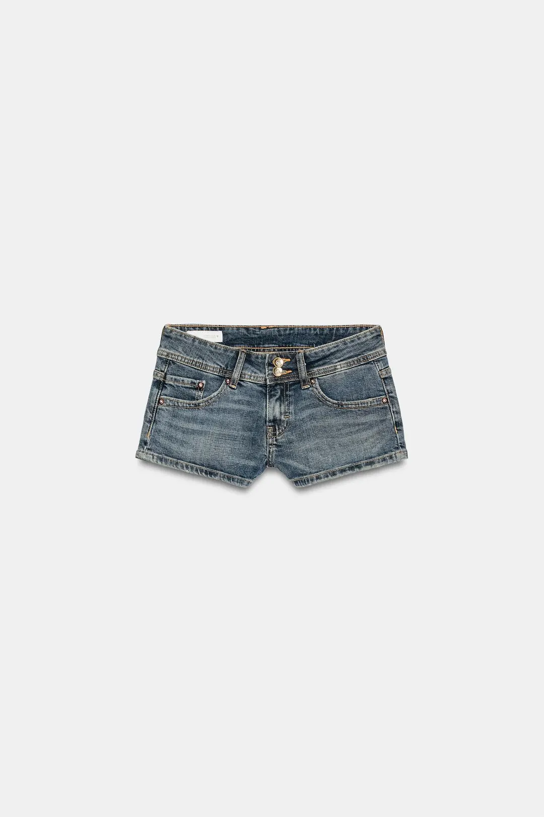 Джинсовые мини-шорты с низкой посадкой TRF, Zara