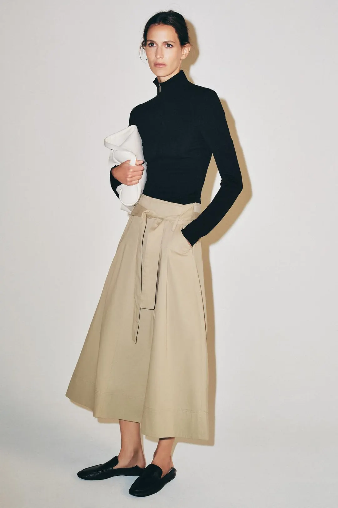 Юбка миди ZW Collection с поясом, Zara