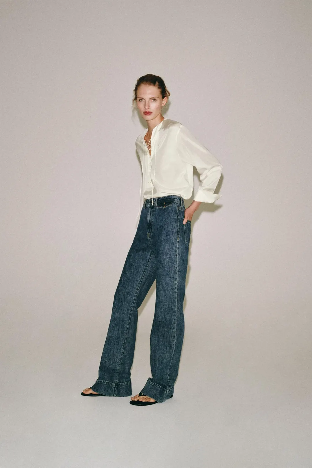 Расклешенные джинсы с высокой посадкой ZW Collection, Zara