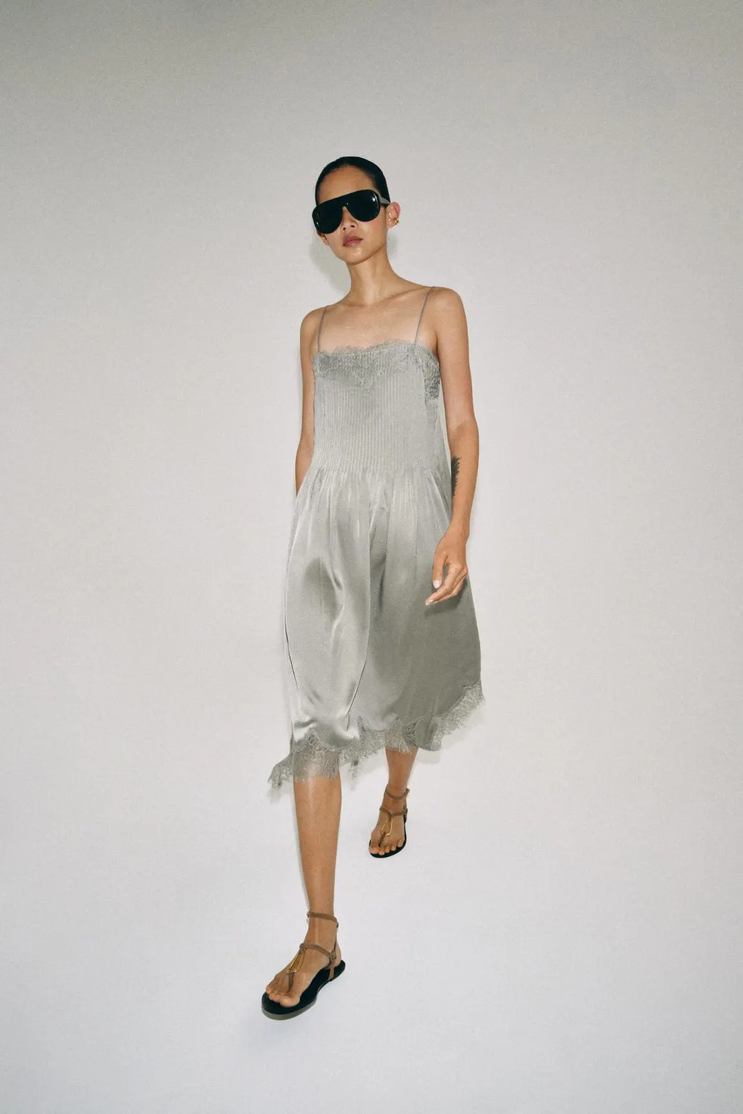 Кружевное платье миди ZW Collection, Zara