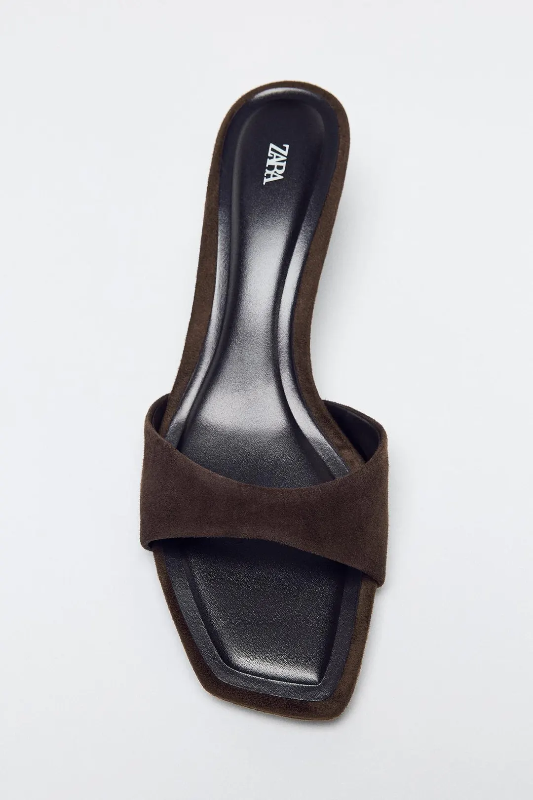 Сандалии-мюли из замши на каблуке, Zara