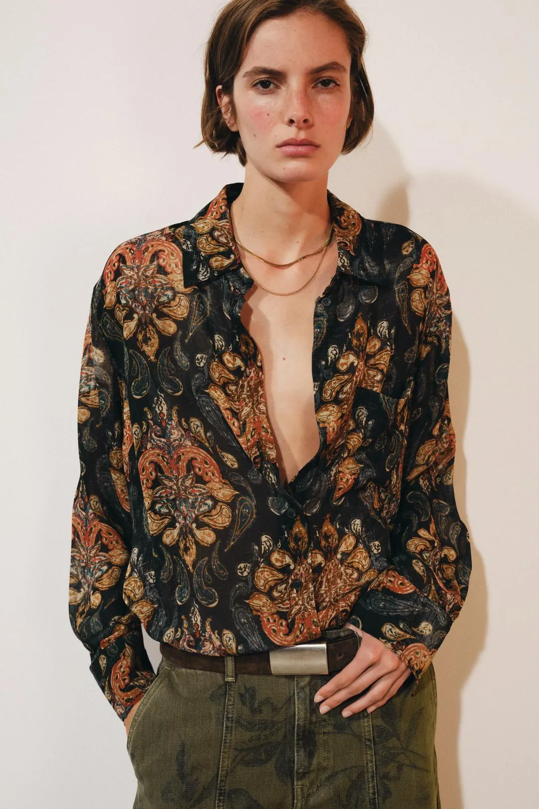 Рубашка с принтом ZW Collection, Zara