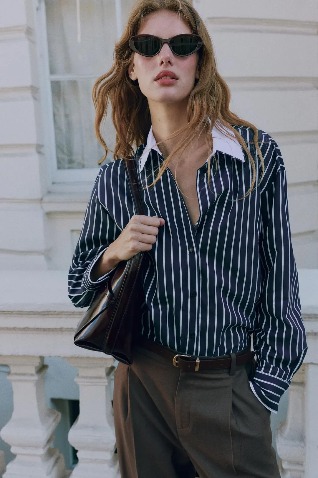 Рубашка из поплина в полоску, Zara