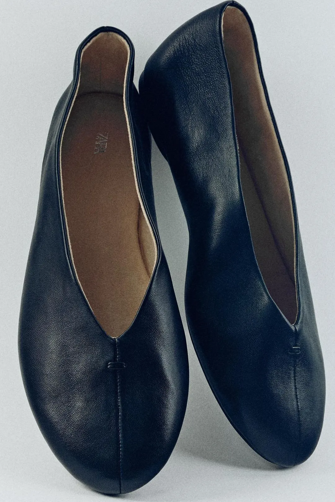 Балетки из кожи без каблука, Zara