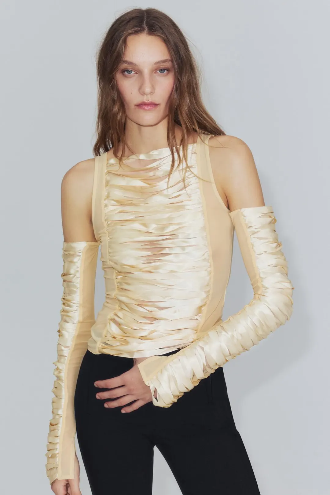Топ комбинированный на бретелях, Zara