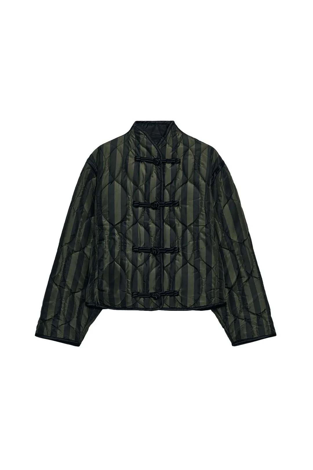 Полосатая куртка-пуховик с застежкой на клеванты, Zara