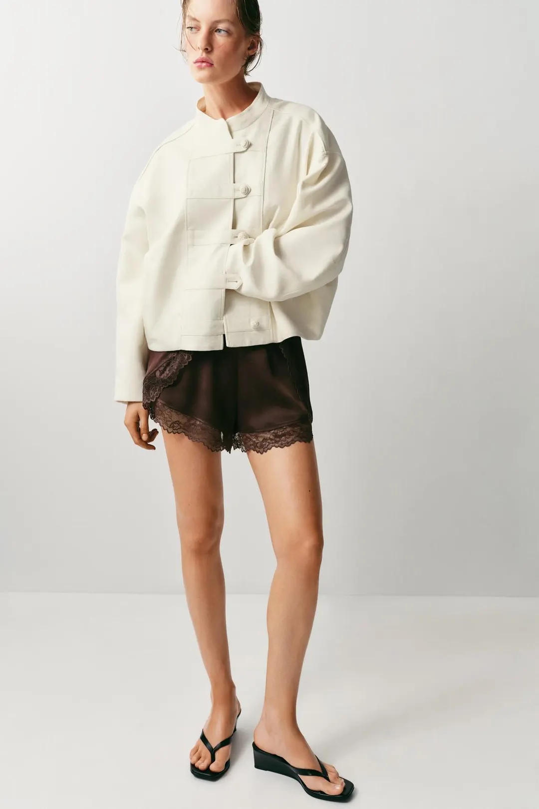 Комбинированные кружевные шорты, Zara