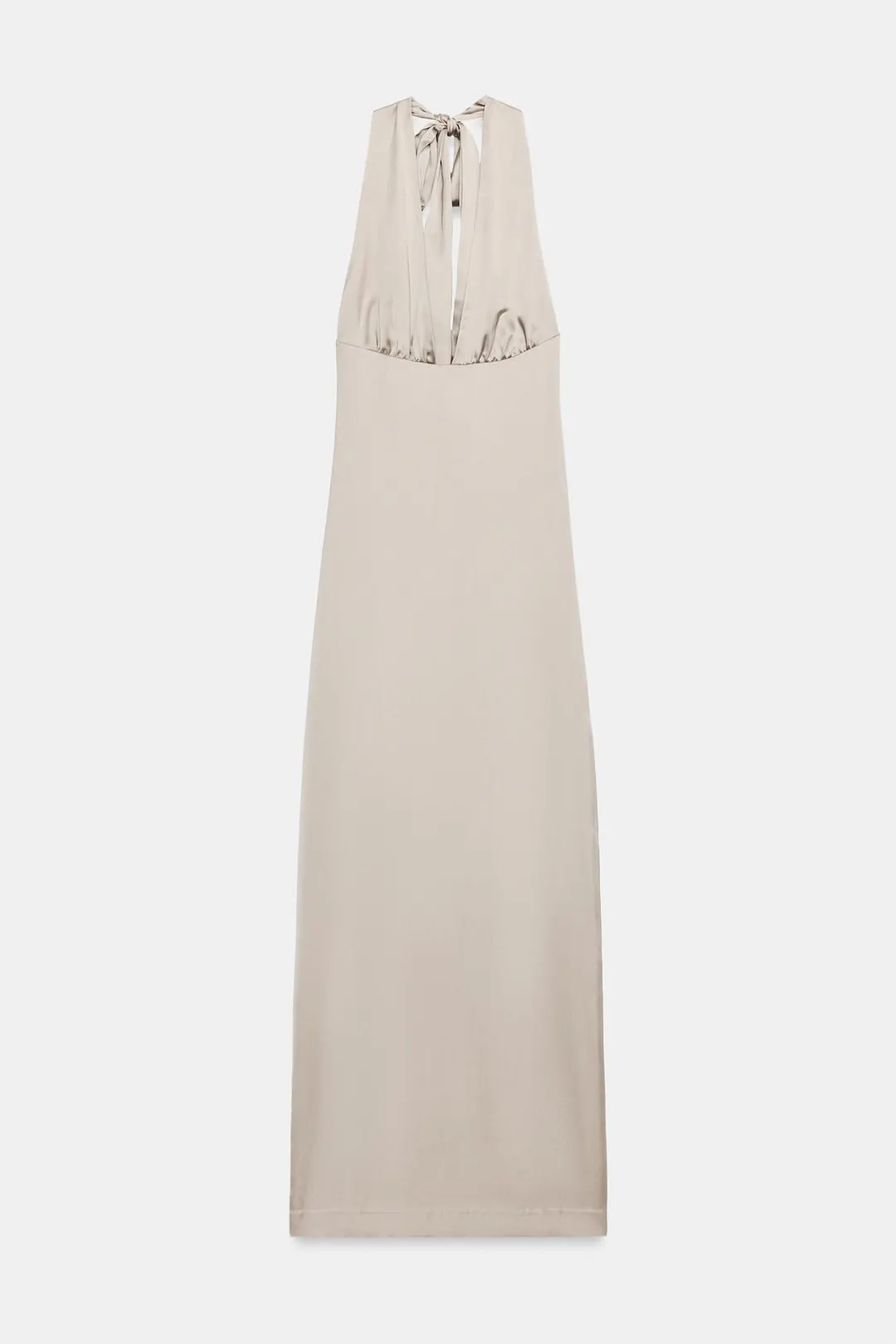 Длинное атласное платье с бретелью через шею, Zara