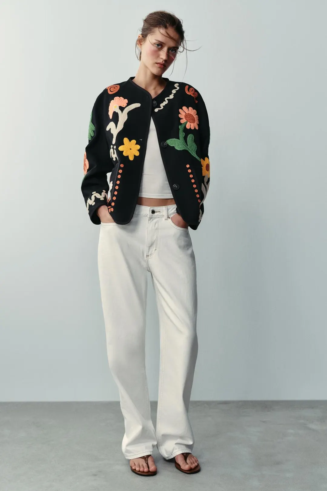 Куртка с цветочной вышивкой, Zara