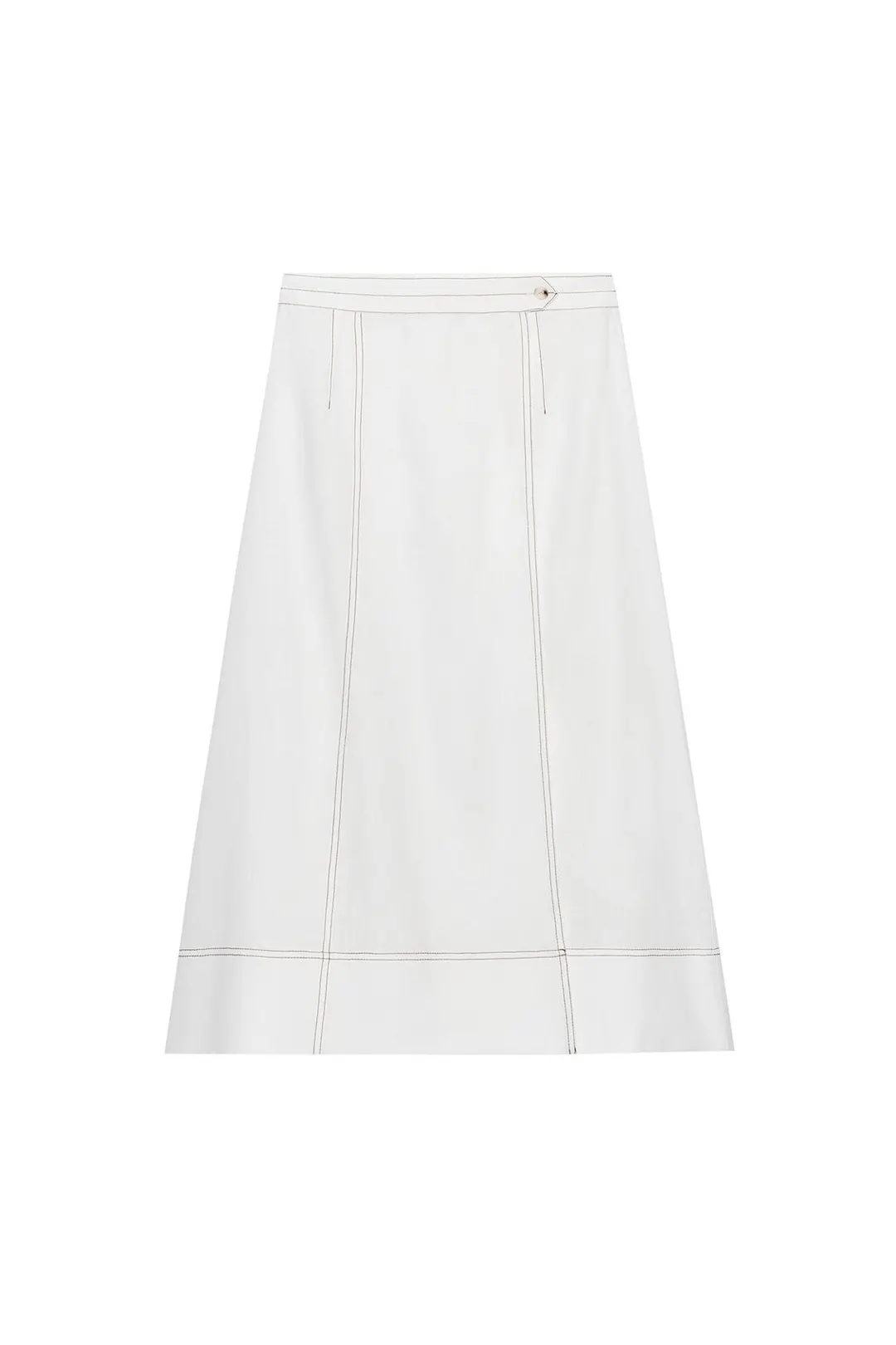 Юбка миди с запахом из смесового льна и отделочной строчкой, Zara
