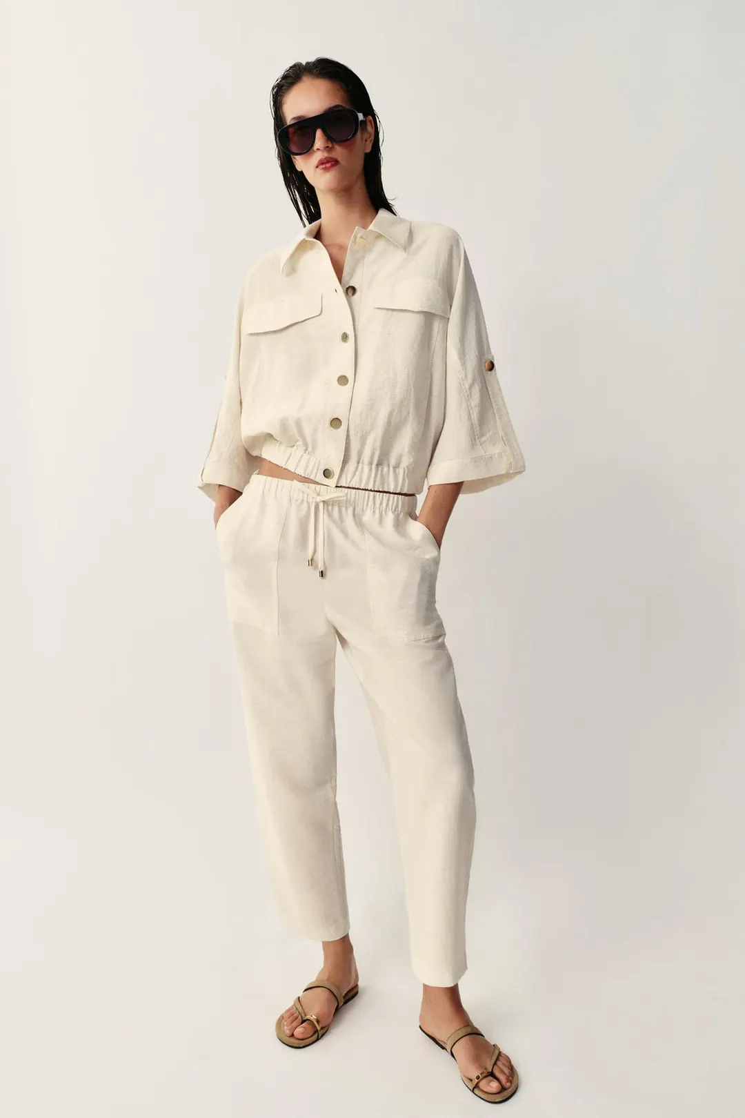 Брюки с эластичным поясом, Zara