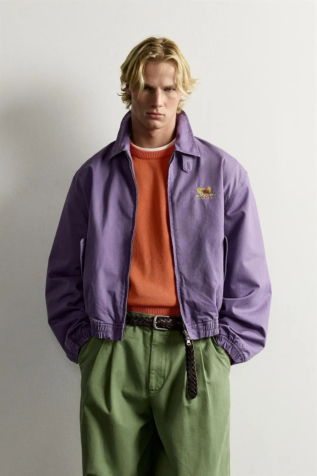 Хлопковая куртка с вышивкой Fruit of the Loom™, Zara