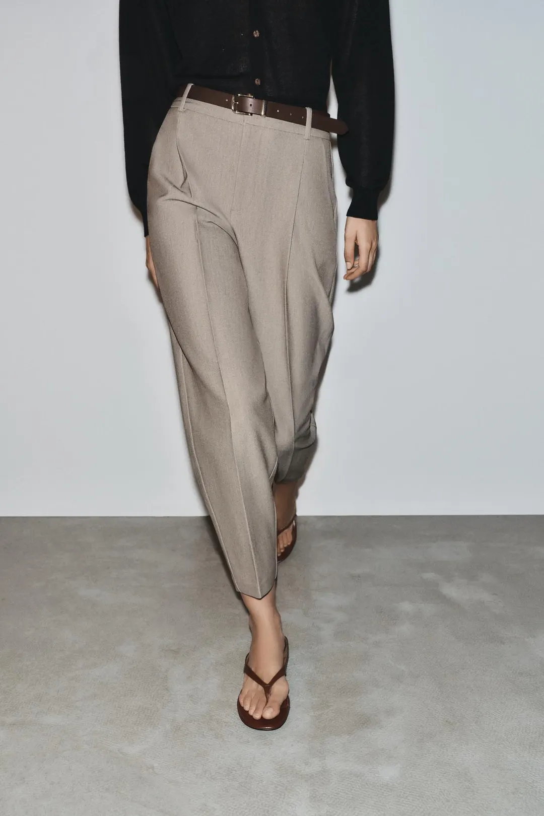 Укороченные брюки с поясом, Zara