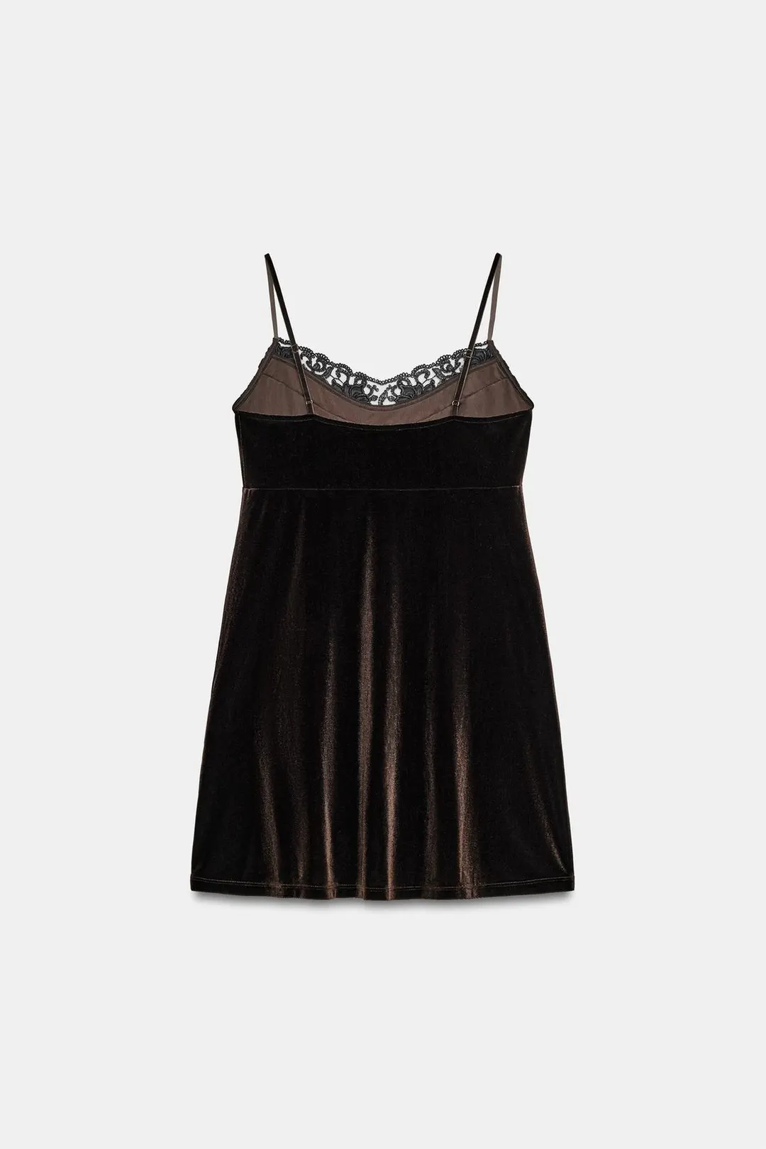 Короткое бархатное платье с кружевом, Zara