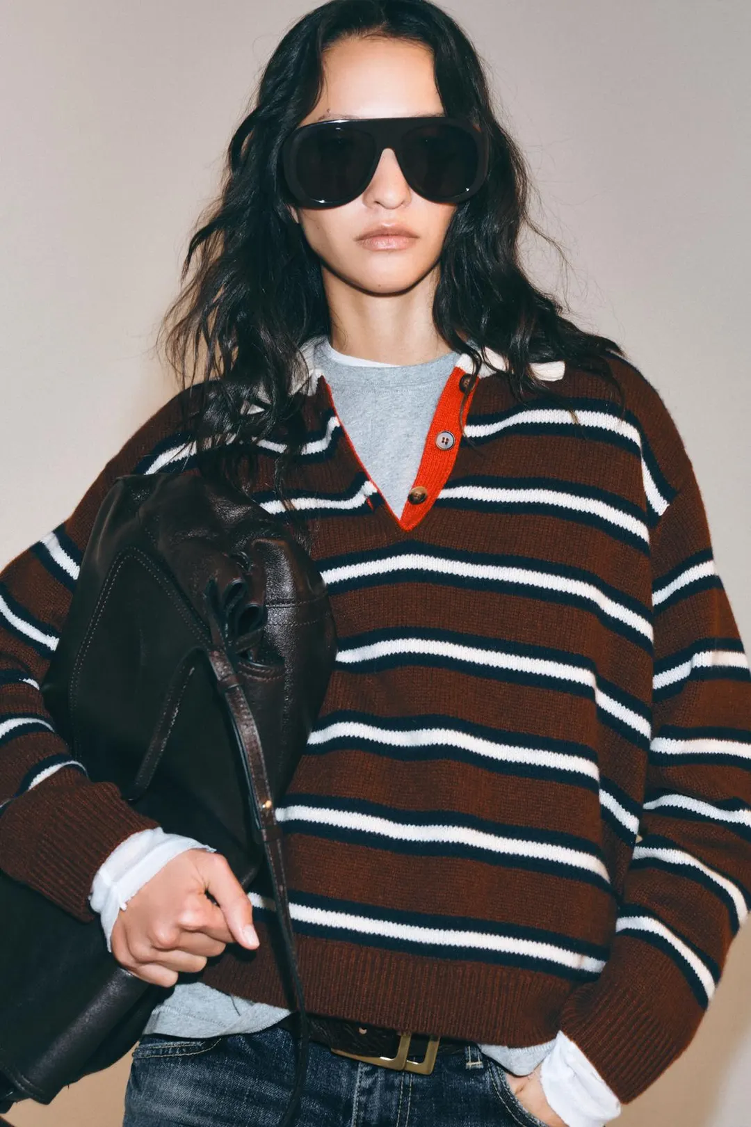 Поло в полоску из 100% шерсти, Zara