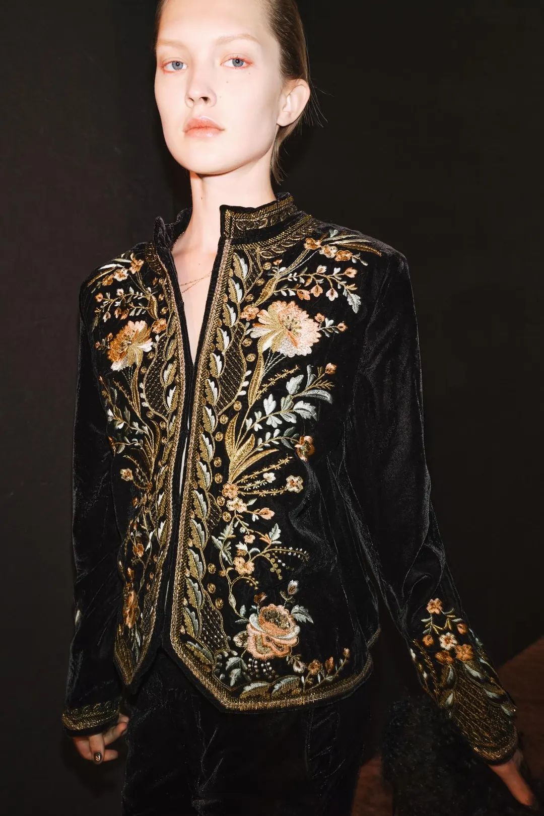 Жакет из бархата с вышивкой ZW Collection, Zara