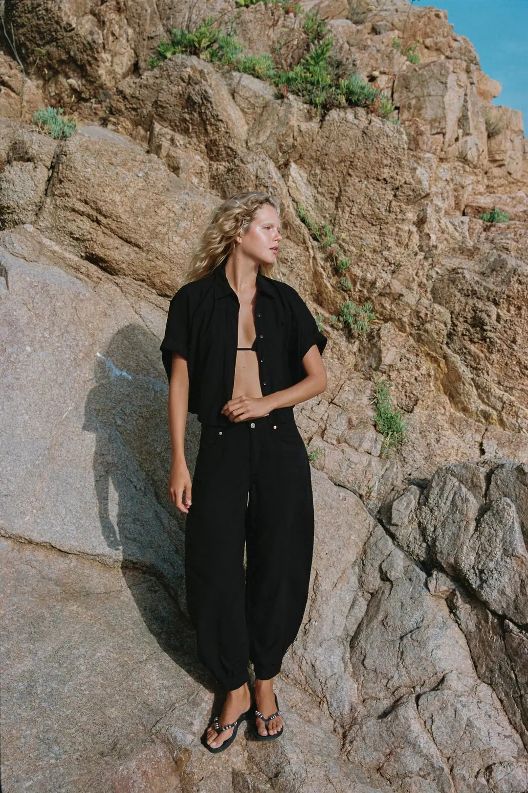 Рубашка струящаяся с короткими рукавами, Zara