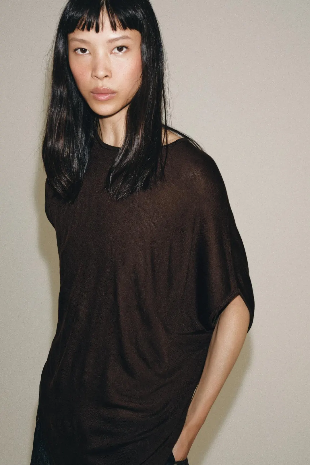 Асимметричный вязаный топ, Zara