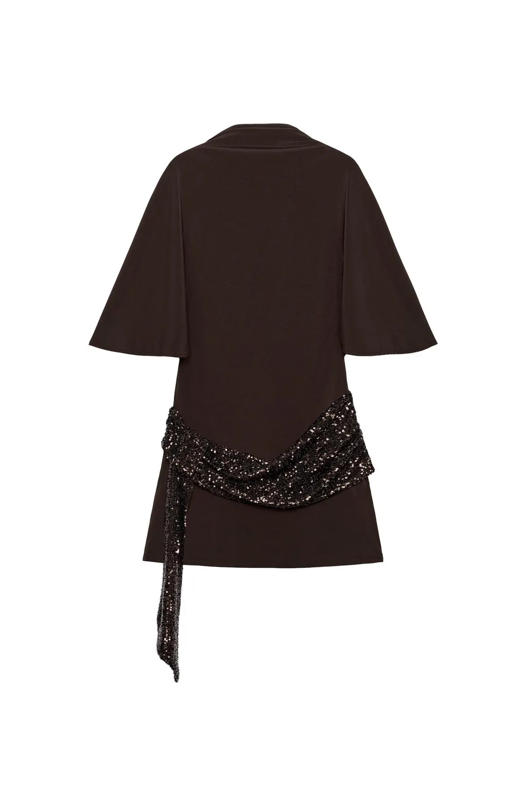 Мини-платье с пайетками и поясом-шарфом, Zara