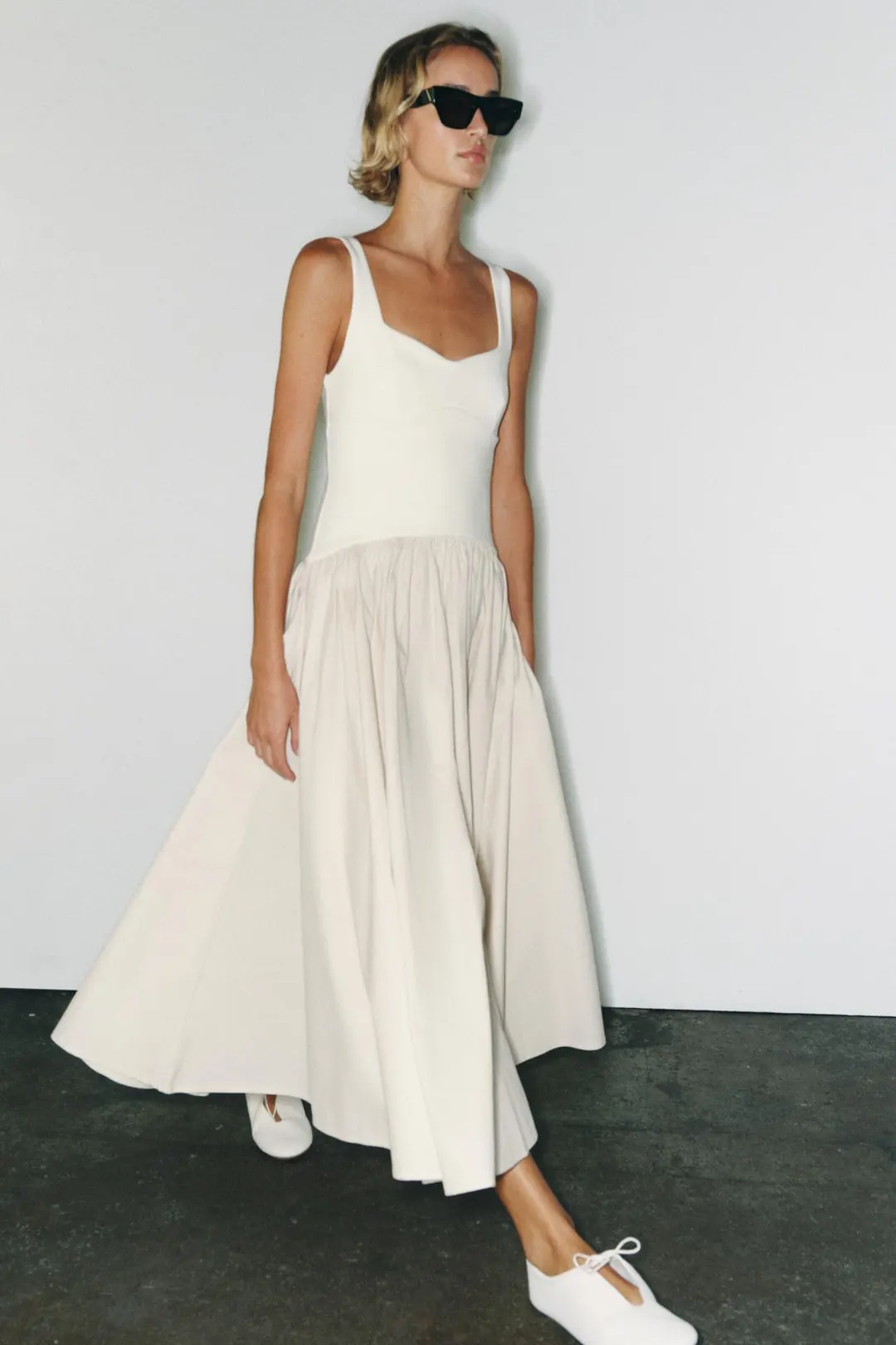 Платье комбинированное миди, Zara