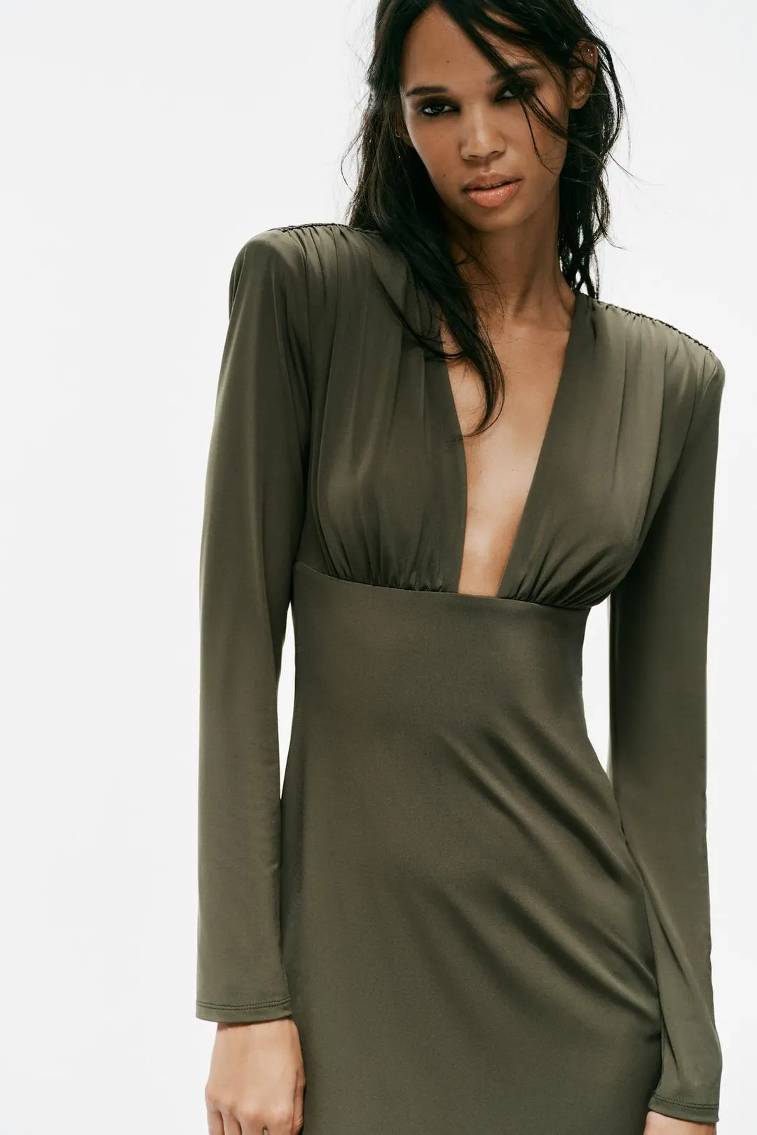 Платье миди с подплечниками, Zara