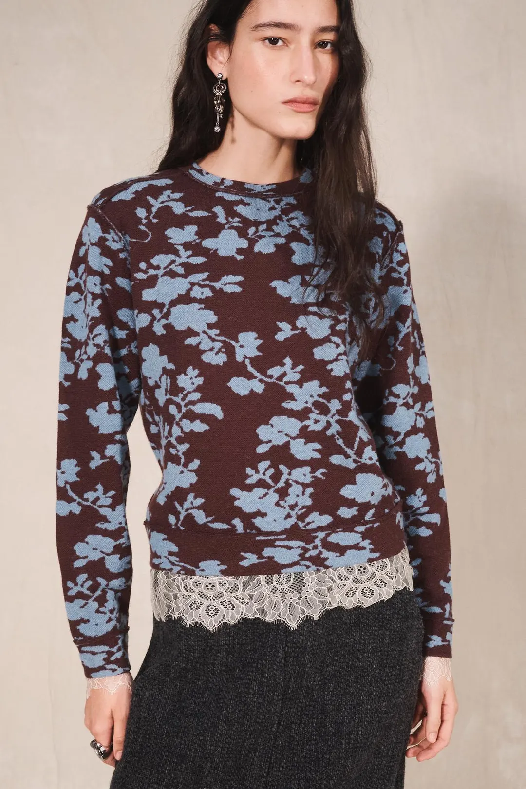 Шерстяной жаккардовый свитшот Limited Edition, Zara